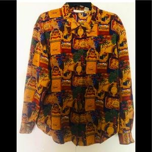 🎷Vintage Martinique Blouse Size M Abstract Travel 🌟Multicolored patterns retro